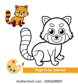 Coloring book for kids, red panda vector