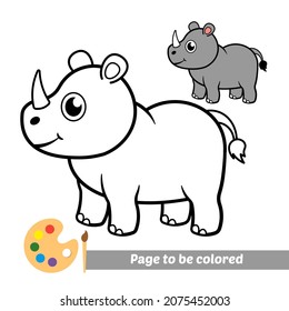 Coloring book for kids, rhino vector