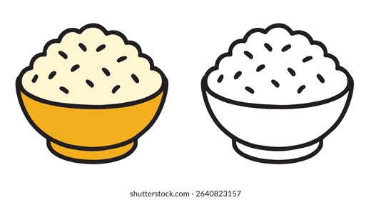 Coloring Book For Kids A Rice Perfection Food Printable With Fully Colored and Outline Vector Illustration