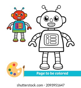 Coloring book for kids, robot vector