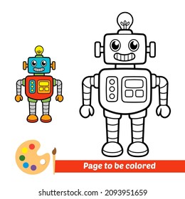 Libro de coloración para niños, vector robot