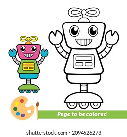 Coloring book for kids, robot vector