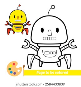 coloring book for kids, robot vector