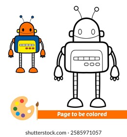 coloring book for kids, robot vector