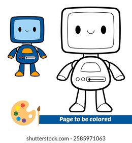coloring book for kids, robot vector