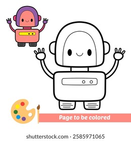 coloring book for kids, robot vector