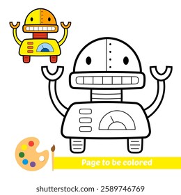 coloring book for kids, robot vector