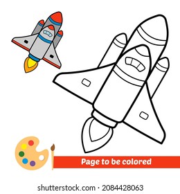 Coloring book for kids, rocket vector