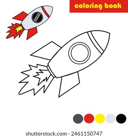 coloring book for kids, rocket vector