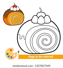 coloring book for kids, roll cake vector