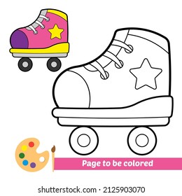 Coloring book for kids, roller skate vector