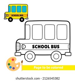 Coloring book for kids, school bus vector