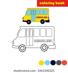 Coloring book for kids, school bus vector