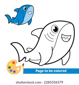 libro de colorear para niños, vector de tiburón