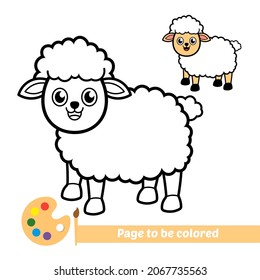 Coloring book for kids, sheep vector