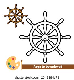 livro de colorir para crianças, vetor de volante de navio