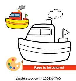 Libro de coloración para niños, vector de barco