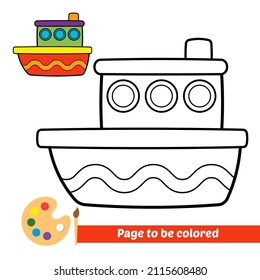 Coloring book for kids, ship vector