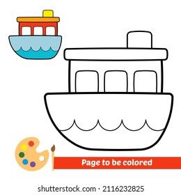 Coloring book for kids, ship vector