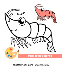 Coloring book for kids, shrimp vector