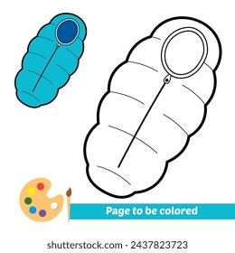 libro para colorear para niños, saco de dormir vector