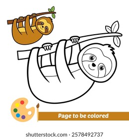 coloring book for kids, sloth vector