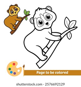 coloring book for kids, slow loris vector