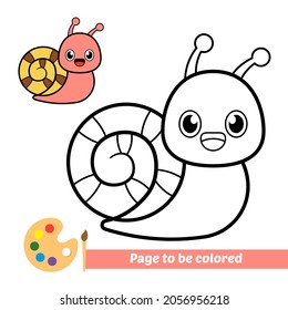 Libro de coloración para niños, vector de caracol