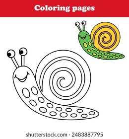 Libro para colorear para niños, Vector de caracol , arte de Clip