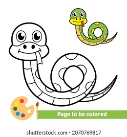 Coloring book for kids, snake vector