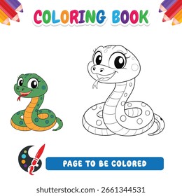 Livro de colorir para crianças vetor de cobra