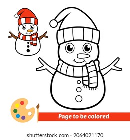 Libro de coloración para niños, vector de snowman