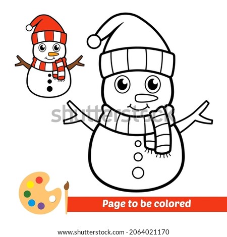 Coloring book for kids, snowman vector