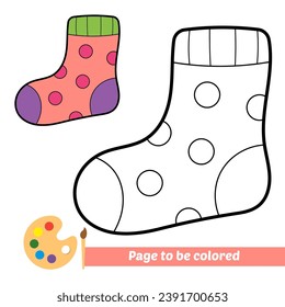 coloring book for kids, sock vector