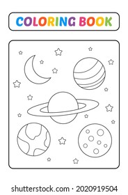 Libro de coloración para niños, vector espacial