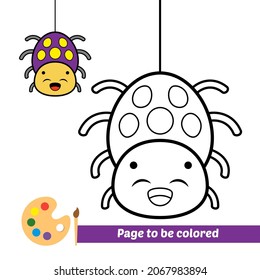 Coloring book for kids, spider vector