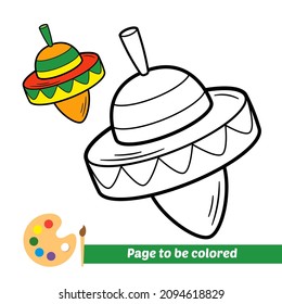 Coloring book for kids, spinning top vector