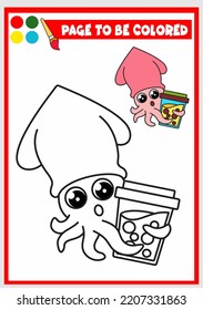 coloring book for kids. squid vector