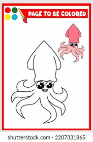 coloring book for kids. squid vector