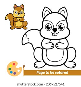 Coloring book for kids, squirrel vector