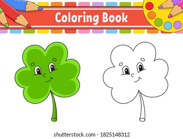 Libro de colorear para niños. Día de San Patricio. Caricatura. Ilustración vectorial. Silueta de contorno negro. Aislado sobre fondo blanco.