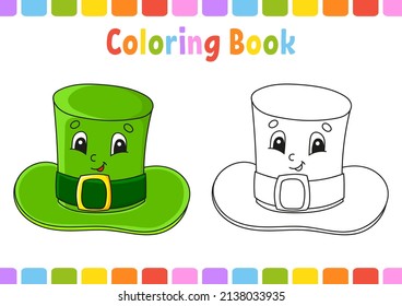 Coloring book for kids. St. Patrick's Day. Cartoon character. Vector illustration. Fantasy page for children. Black contour silhouette. Isolated on white background.