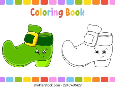 Coloring book for kids. St. Patrick's Day. Cartoon character. Vector illustration. Fantasy page for children. Black contour silhouette. Isolated on white background.