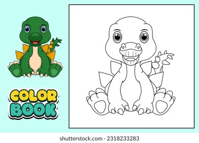 Coloring book for kids stegosaur