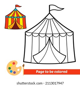 Coloring book for kids, striped circus tent vector