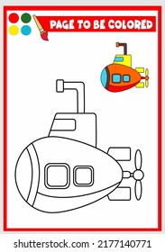 coloring book for kids. submarine