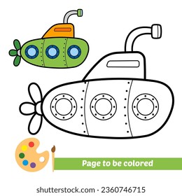 libro de coloración para niños, vector submarino