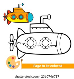 libro de coloración para niños, vector submarino