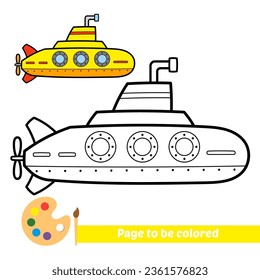 libro de coloración para niños, vector submarino