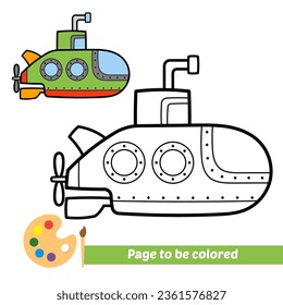 libro de coloración para niños, vector submarino